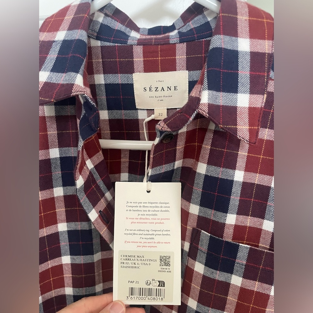 NWT Sezane plaid shirt - Picture 2 of 3